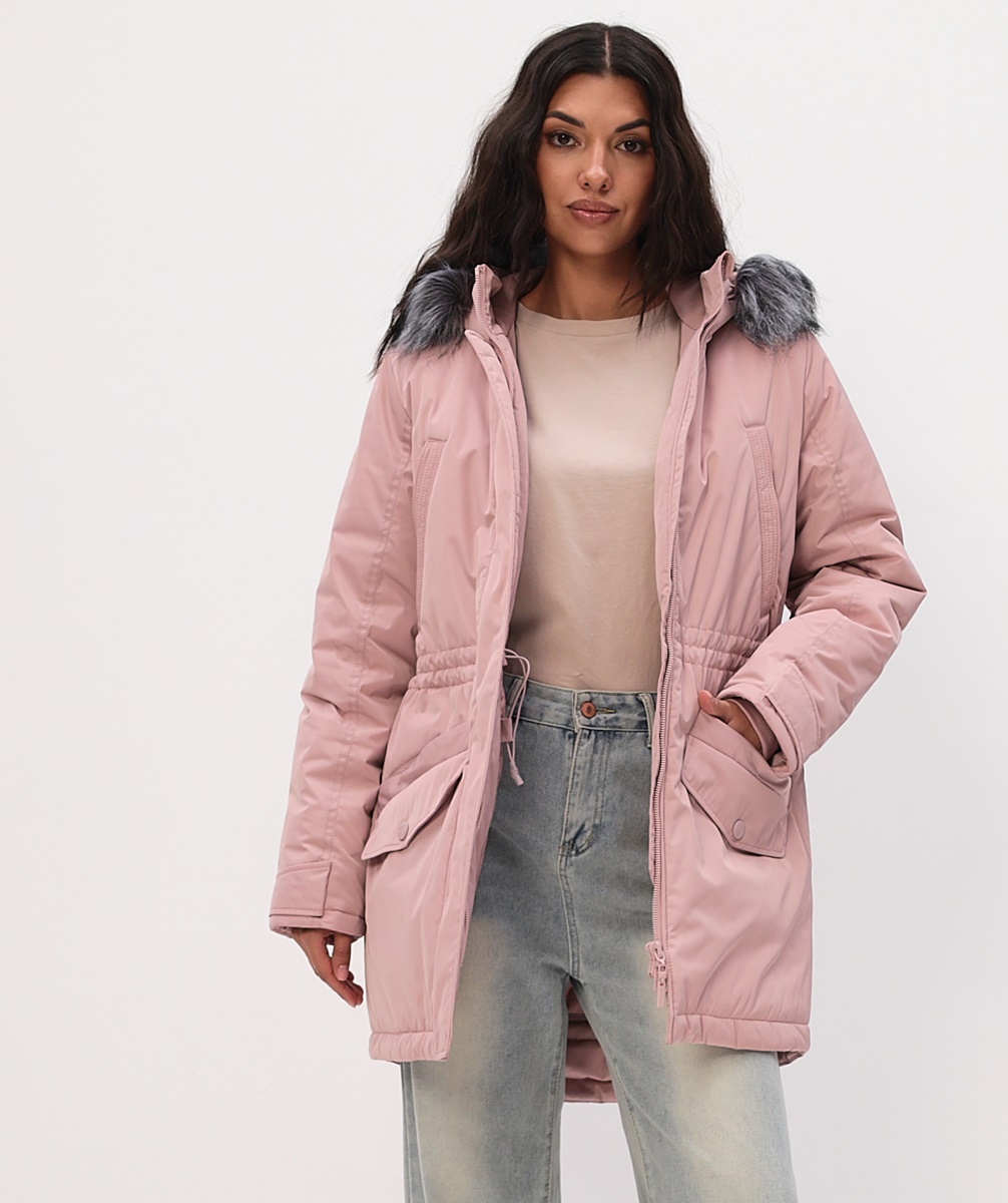 Куртка зимняя женская с опушкой из искусственного меха TRF14-346