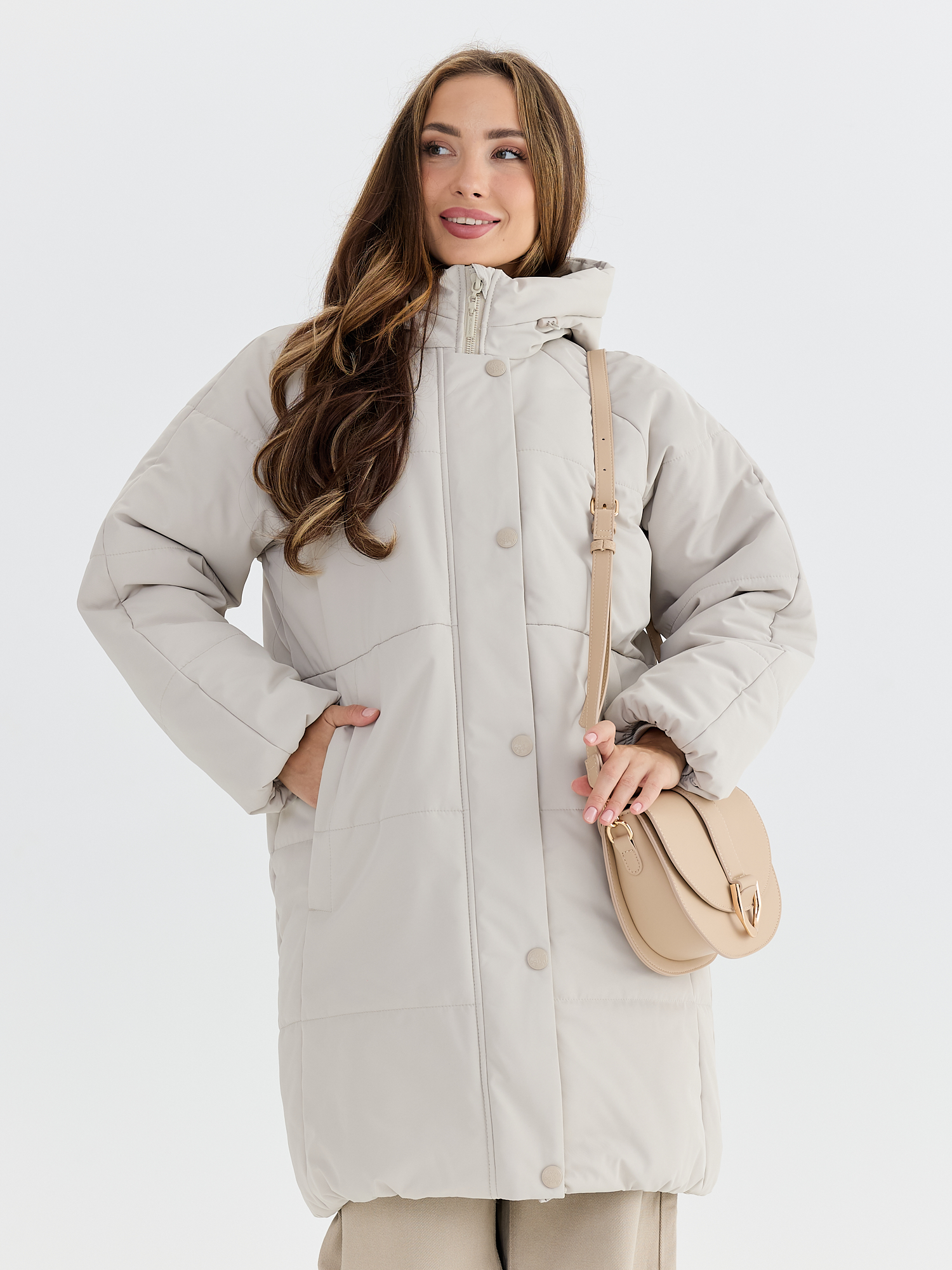 Пальто зимнее с искусственным мехом женское TRF14-344